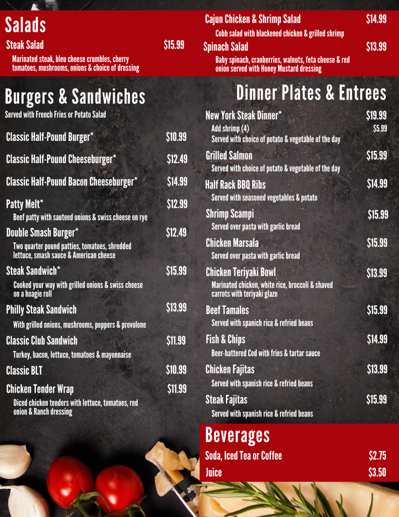 Klondike Grill Menu Page 2
