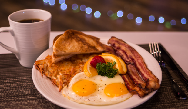 Steak and eggs photo