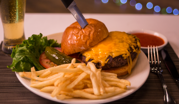 cheese burger and fries