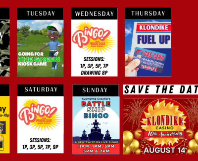 Calendar of Casino Promotions July 27 - August 9, 2026.