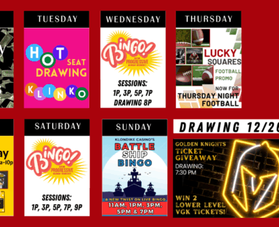 Calendar of Casino Promotions December 15 - 28, 2025.