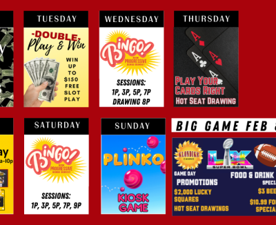 Calendar of Casino Promotions January 26 - February 8, 2026.