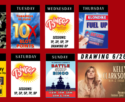 Calendar of Casino Promotions June 15 - 28, 2026.