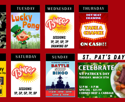 Calendar of Casino Promotions March 9 - 22, 2026.