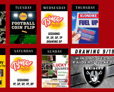Calendar of Casino Promotions September 7 - 20, 2026.